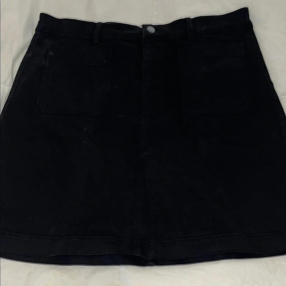 Everlane Black A-Line Patch Pocket Mini Skirt 16 - Picture 1 of 11